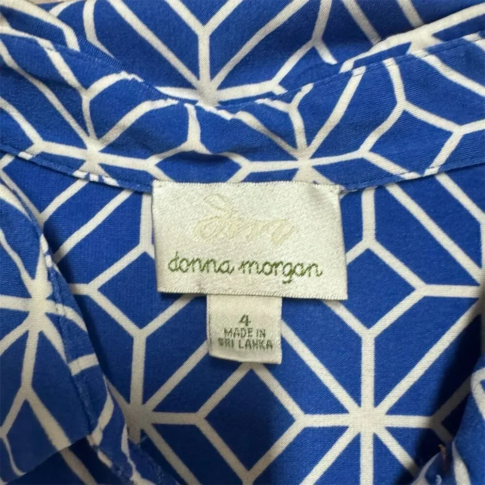 EUC Donna Morgan Women's Blue Geometric Dress Size 4 - Picture 4 of 6